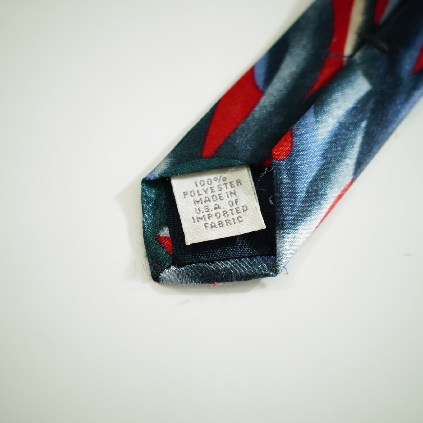 Designer Metro Red Blue Green Metallic Abstract Print Wide Silk Tie Size ONE SIZE - 4 Thumbnail