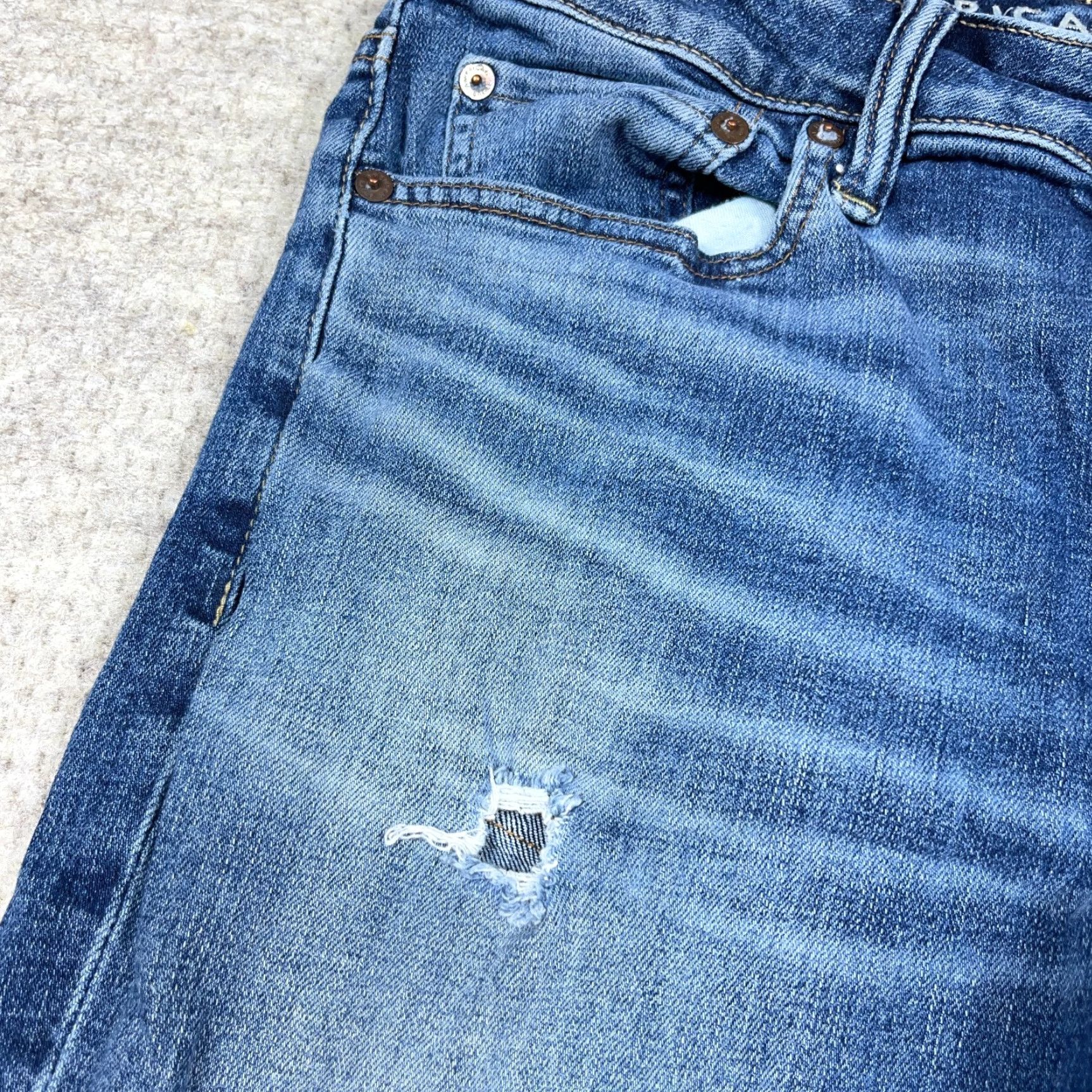 American Eagle Outfitters American Eagle Outfitters Jeans Men Slim Straight Distressed 30x32 Blue Cotton 5-Pocket Denim Size US 30 / EU 46 - 7 Thumbnail