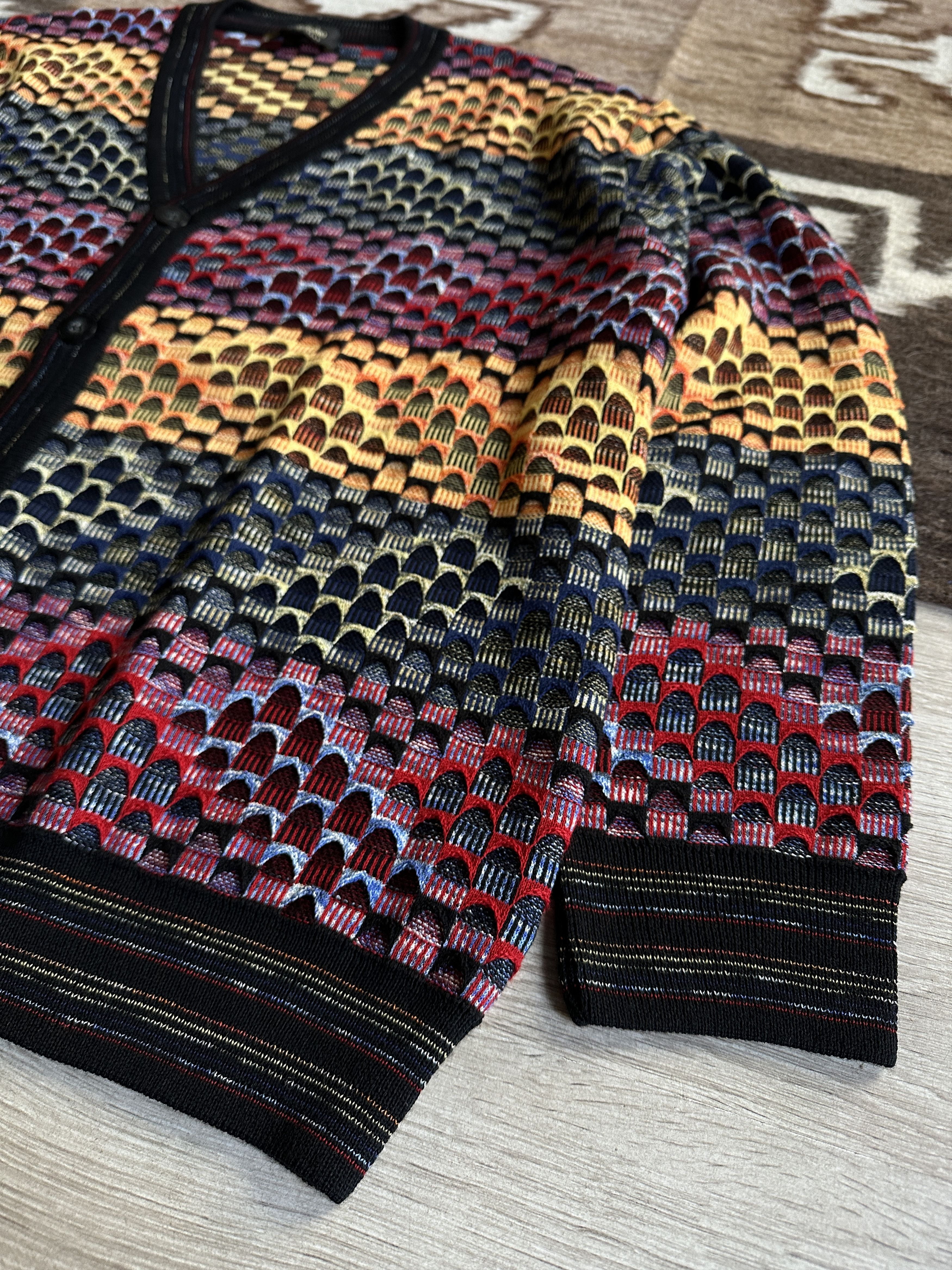 Vintage Montechiaro Knitted Wool Acrylic Cardigan Sweater 7874AC Size US XXL / EU 58 / 5 - 4 Thumbnail