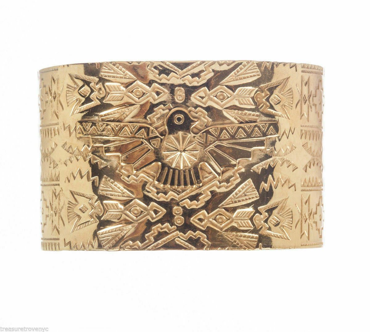 Designer 18kt Gold Vermeil Sterling Tribal Cuff Bracelet Alberto Juan Size ONE SIZE - 1 Thumbnail