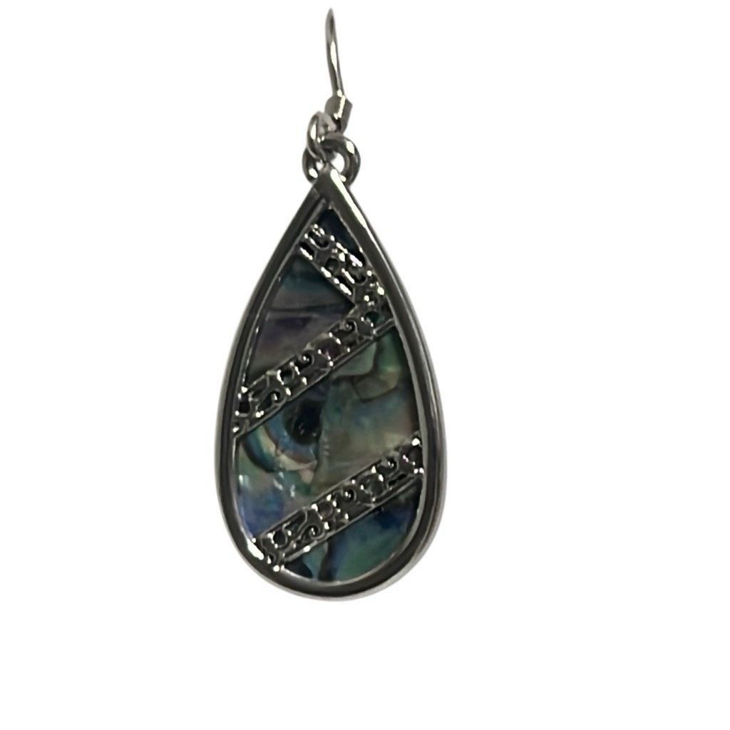 Other Abalone Shell Silver Tone Filigree Blue Green Teardrop Dangl Size ONE SIZE - 4 Thumbnail