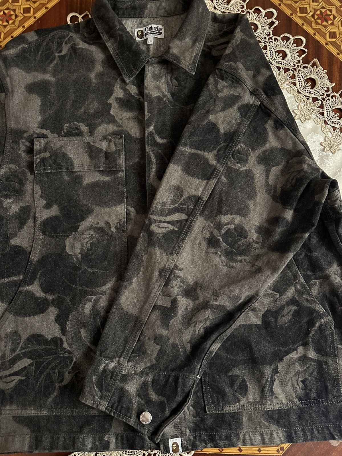 Bape Floral Camo Jacquard 13oz Denim Work Jacket Size US XXL / EU 58 / 5 - 3 Thumbnail