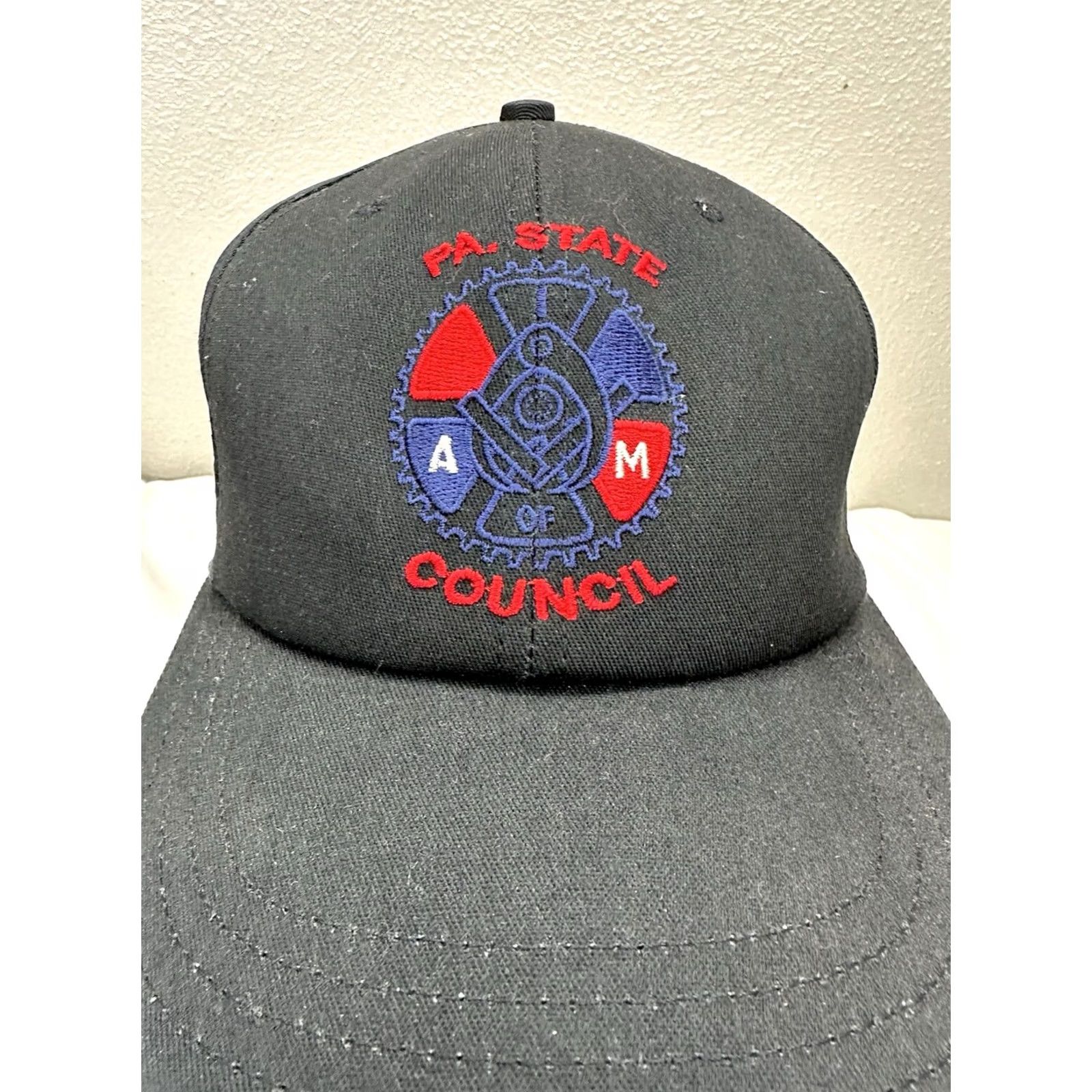Vintage UnionMade Union Wear Snapback Hat Black Red Logo PA State Council Mechanics and Aerospace Mens 90s USA Vintage Adjustable One Size Black Size ONE SIZE - 2 Thumbnail