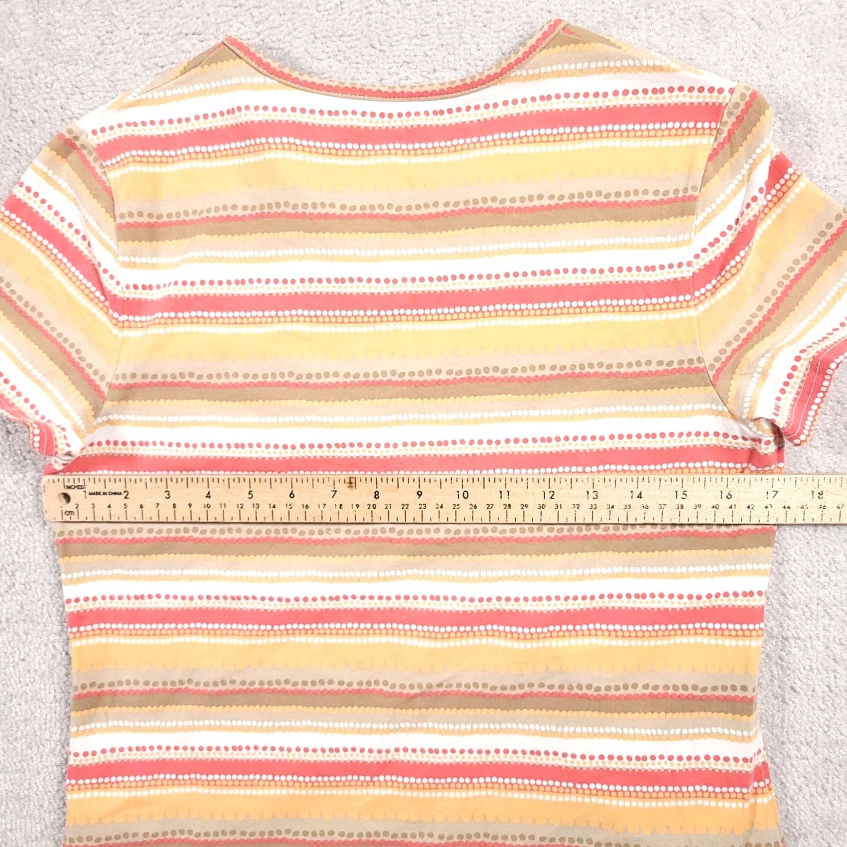 Croft & Barrow Croft & Barrow Shirt Womens PM Petite Short Sleeve V-Neck Stretch Stripe T-Shirt Multicolor Casual Size M / US 6-8 / IT 42-44 - 5 Thumbnail