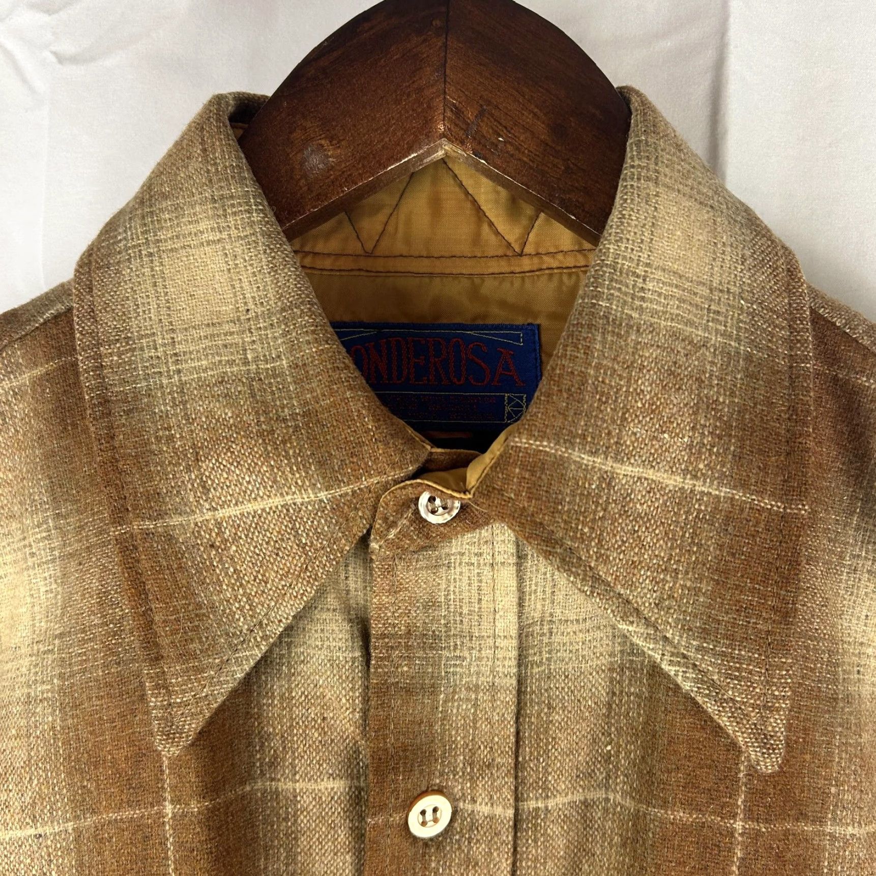 Vintage VINTAGE Ponderosa Shirt Mens M Brown Plaid Wool Flannel Lined Korea 70s Western Wool Flannel Shirt Jacket Button-Up Size US M / EU 48-50 / 2 - 3 Thumbnail