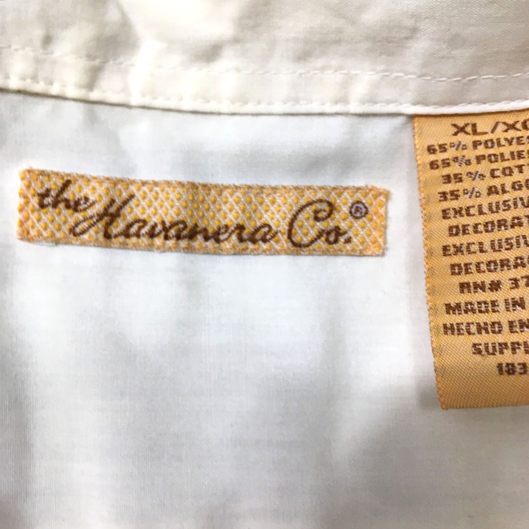 CO VINTAGE THE HAVANERA Co XL Button Down Short Sleeve Shirt CREAM BEIGE POCKETS Mens Size US XL / EU 56 / 4 - 4 Thumbnail