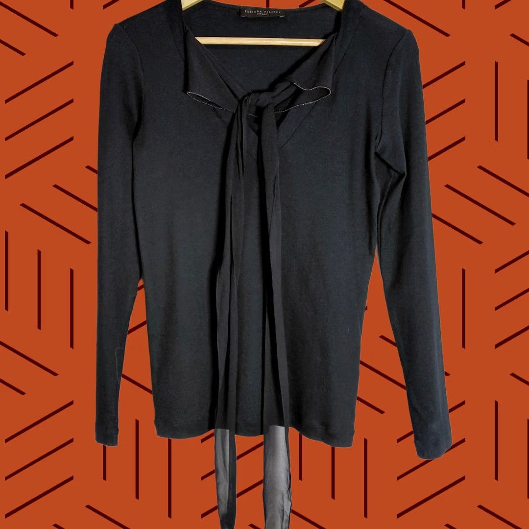 Fabiana Filippi Fabiana Filippi Black XS Long Sleeve Knit Top Size XS / US 0-2 / IT 36-38 - 1 Thumbnail