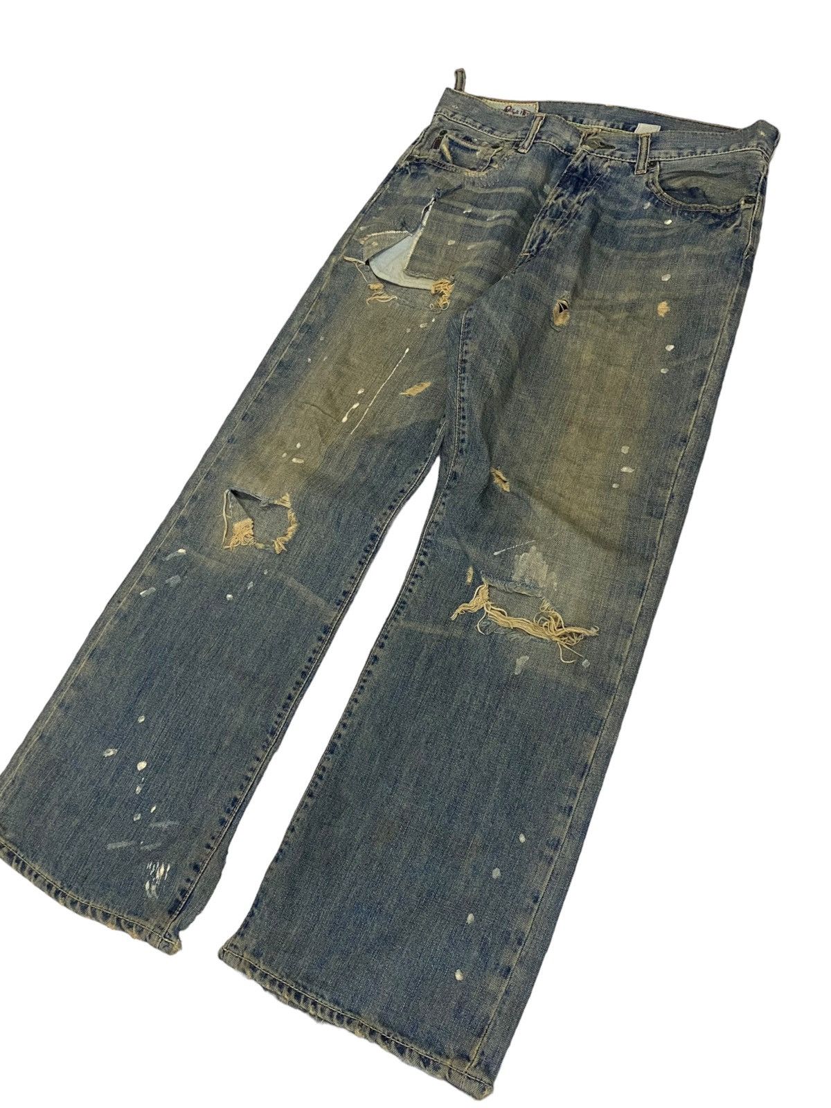 Le Grande Bleu (L.G.B.) Abercrombie Fitch RN75654 Ripped Distressed Thrash Splater Size US 32 / EU 48 - 4 Thumbnail
