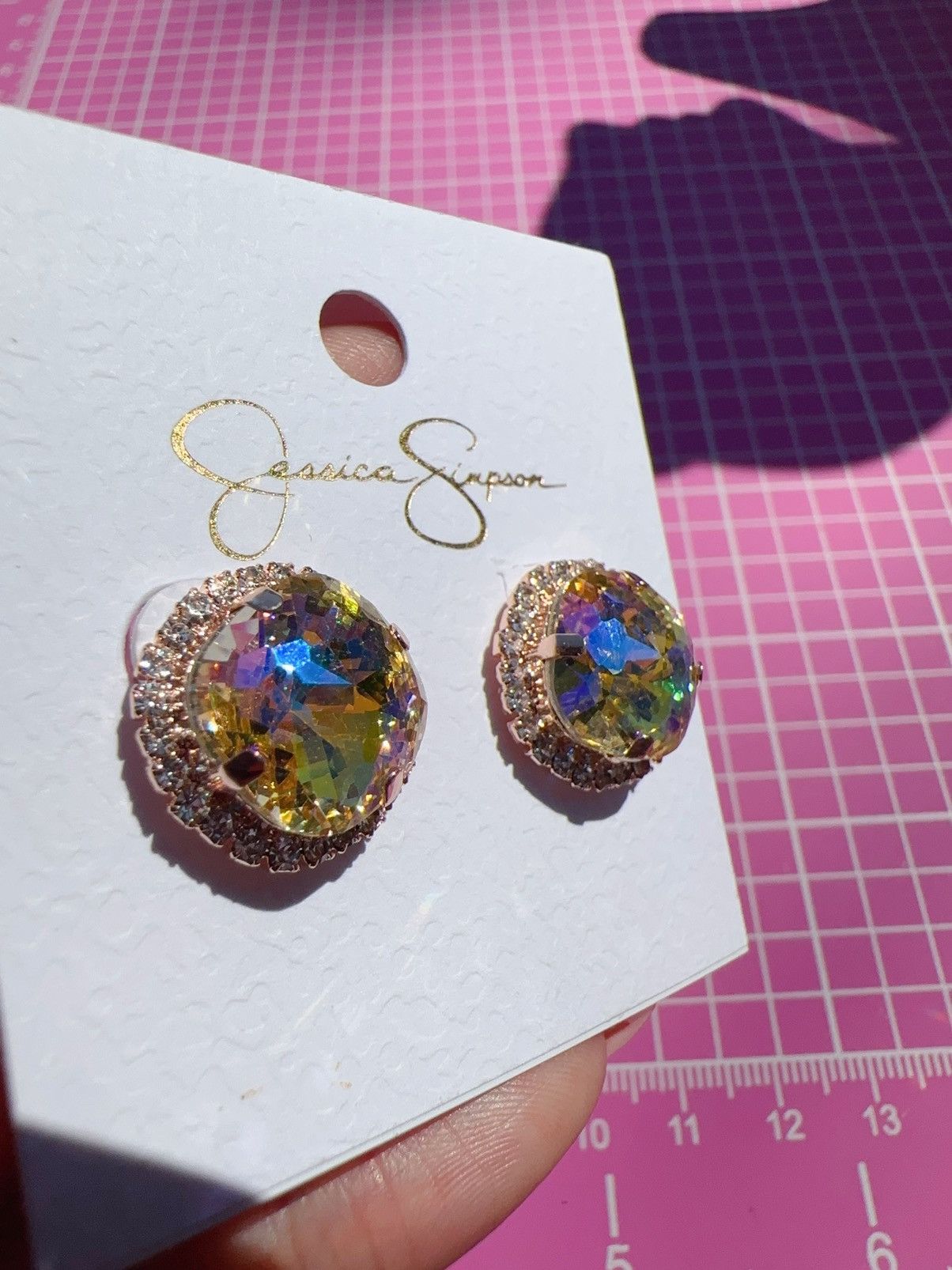 Designer Jessica Simpson gold tone colorful crystal stone reflective Size ONE SIZE - 4 Thumbnail