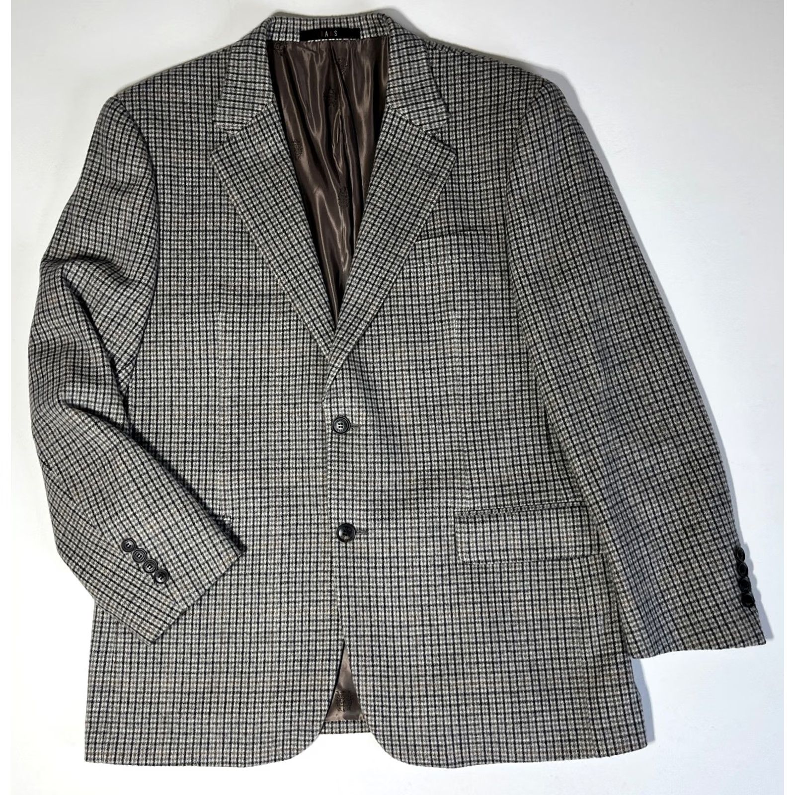DAKS DAKS Men’s Blazer Jacket Wool Cashmere Blend Size 42 Regular Gray Plaid Vintage Jacket Mens Blazer Size 42R - 3 Thumbnail