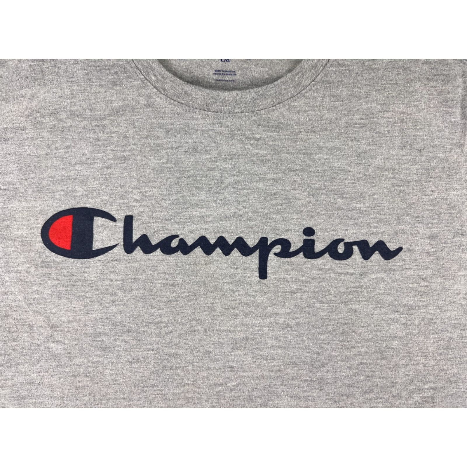 Champion Champion Shirt Mens Large Gray Crew Short Sleeve Cotton Jersey Logo Print Sports Retro Fit: Athletic Mens T-Shirt Size US L / EU 52-54 / 3 - 3 Thumbnail