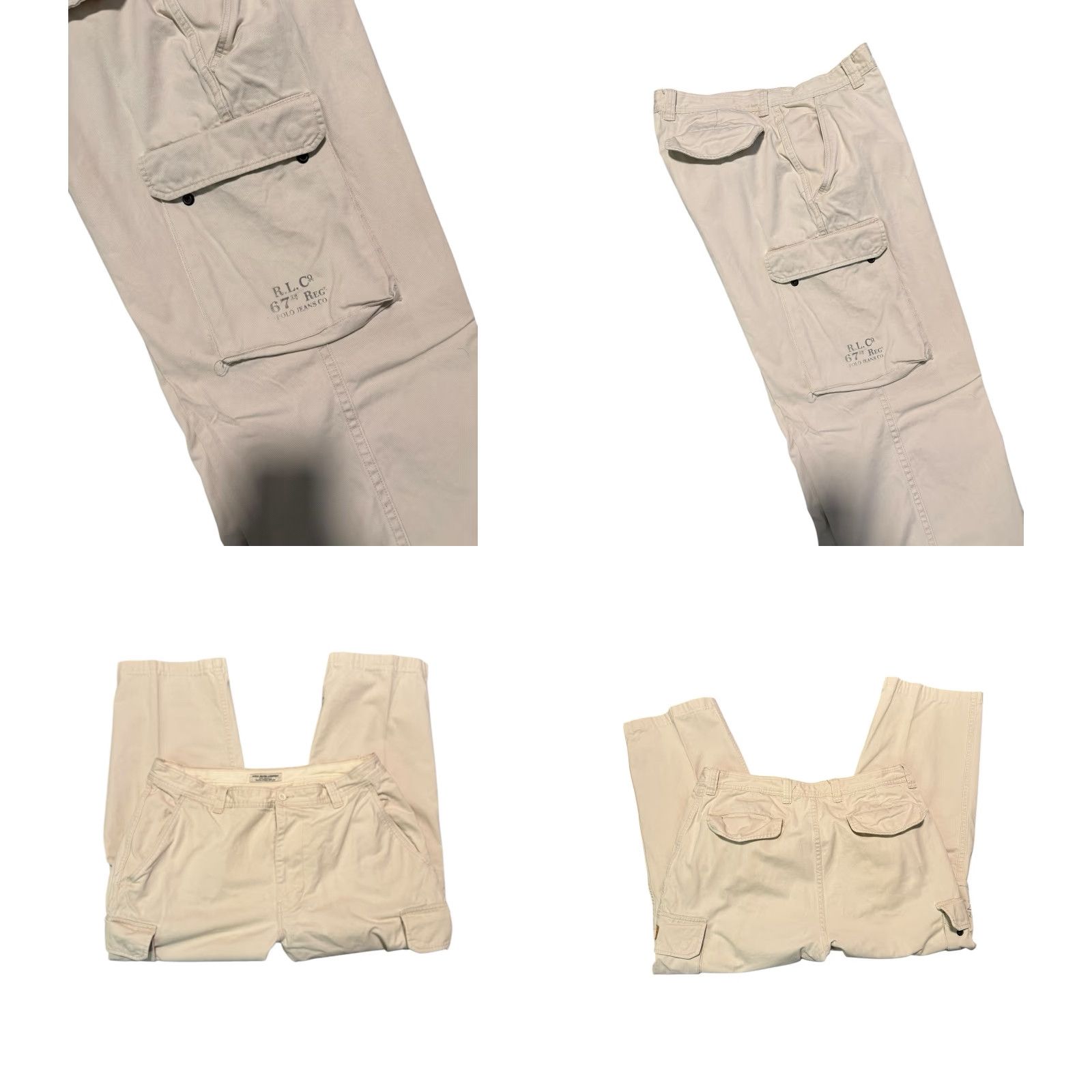 Polo Ralph Lauren VINTAGE Polo Jeans Co Ralph Lauren Cargo Pants Mens 38x30 White Military Surplus Cargo Pants / Workwear / 90s / Army / Outdoors Mens White Cotton Size US M / EU 48-50 / 2 - 9 Thumbnail