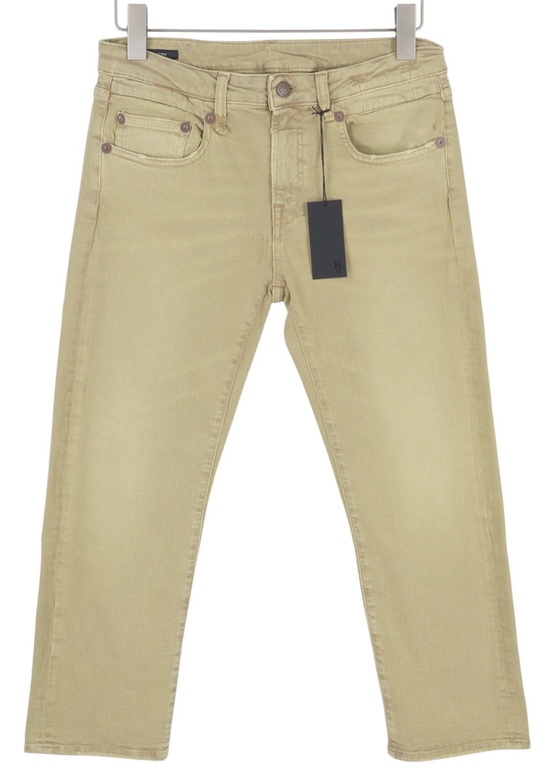 R13 BOY STRAIGHT 29 Khaki Stretchy Faded Ankle Casual 86311 Size 29" - 3 Thumbnail