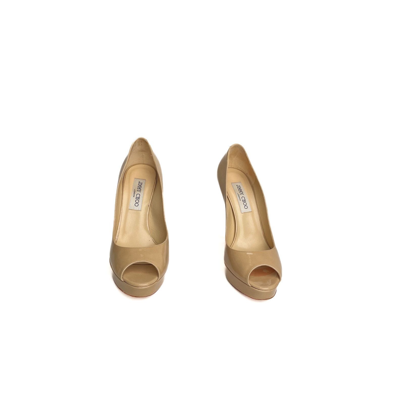 Jimmy Choo Nude Peep Toe Patent Pumps Size US 7 / IT 37 - 2 Thumbnail