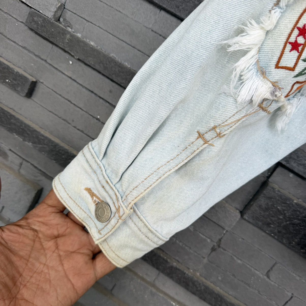 Edwin VTG Something Edwin Denim Jacket Cropped Embroidery Patch Size M / US 6-8 / IT 42-44 - 14 Thumbnail