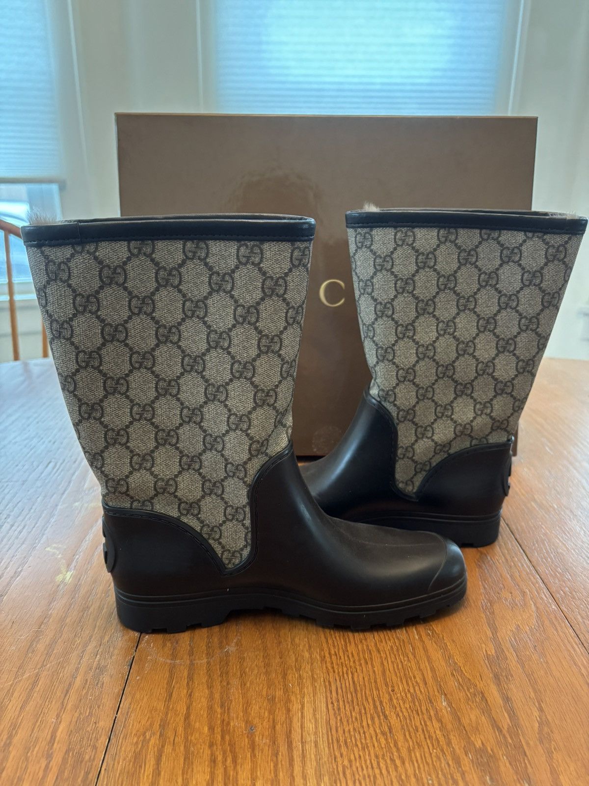 Gucci Gucci GG Plus Coated Canvas/Rubber Rain Boots Size US 6 / IT 36 - 7 Thumbnail
