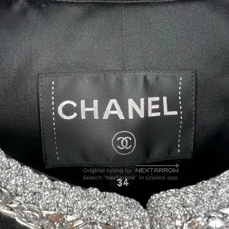 Chanel Chanel Black Silver Satin Coat. Size US XS / EU 42 / 0 - 4 Thumbnail