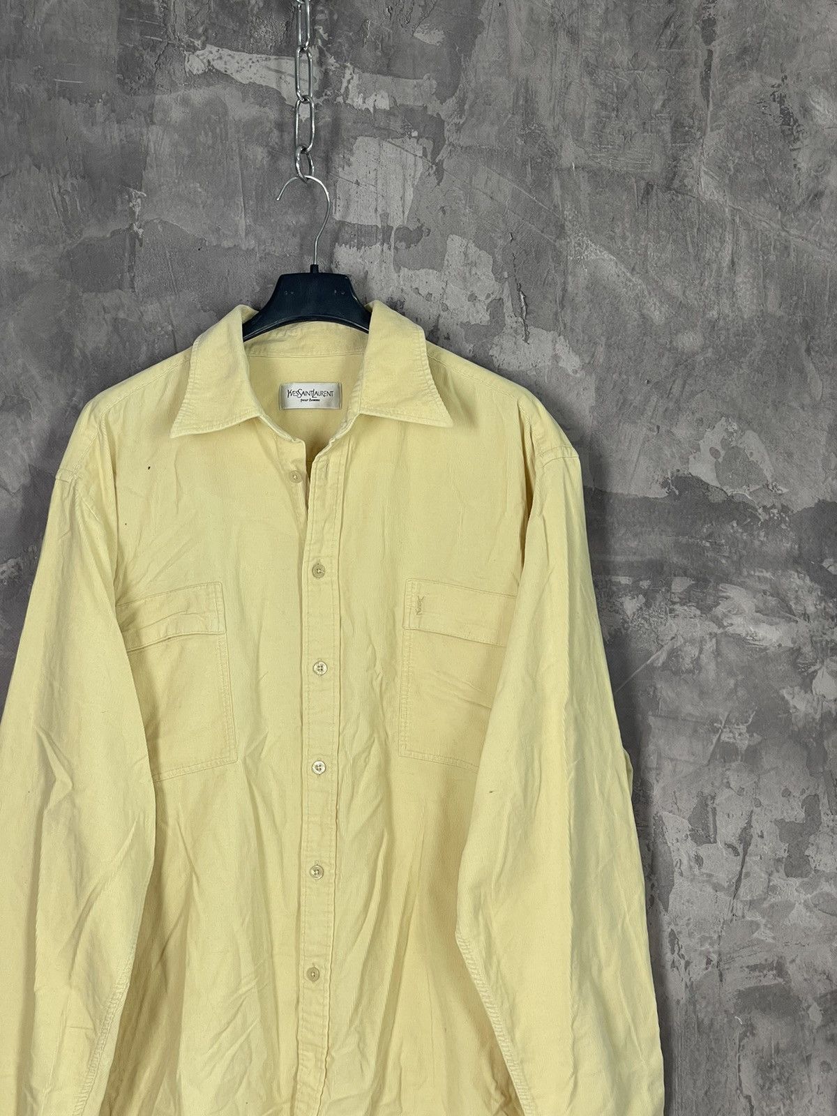 Vintage × Yves Saint Laurent Vintage Y2K YSL Shirt Button Up Yellow Size US XL / EU 56 / 4 - 4 Thumbnail