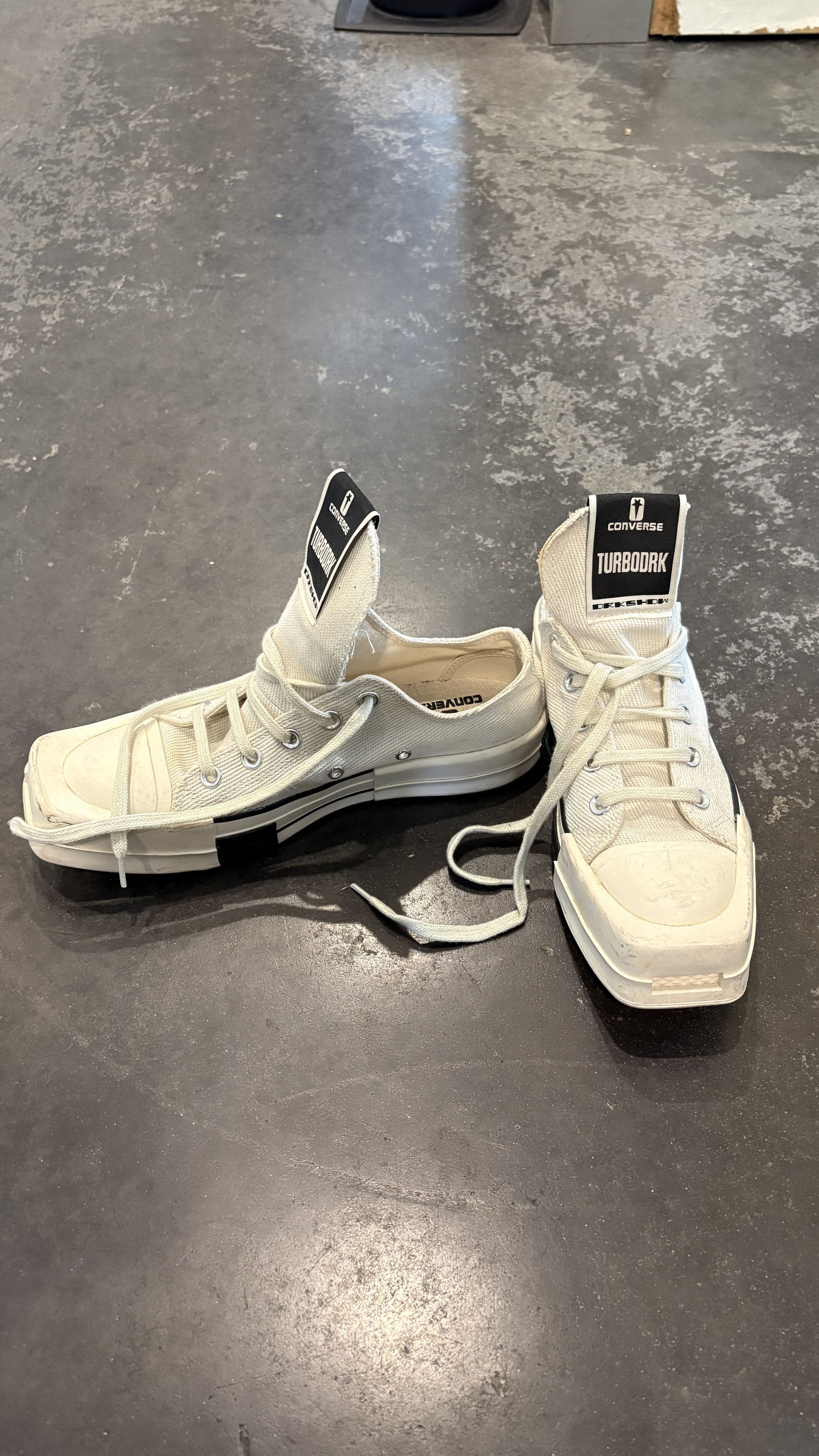 Converse × Rick Owens Drkshdw Rick Owens DRKSHDW x Converse Turbodrk Low Sneakers – White Size US 8 / IT 38 - 1 Thumbnail