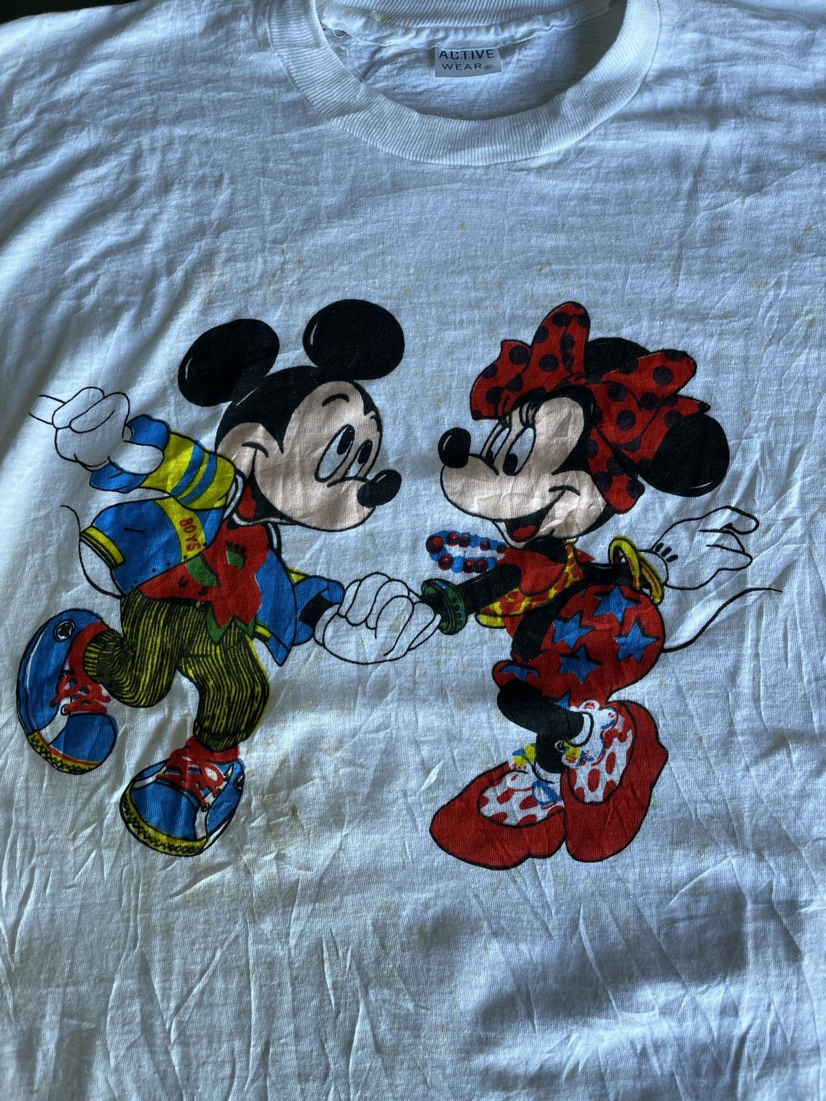 Mickey Mouse × Vintage Vintage 80’s Mickey Mouse bootleg dancing hippie retro mouse Size US L / EU 52-54 / 3 - 6 Thumbnail