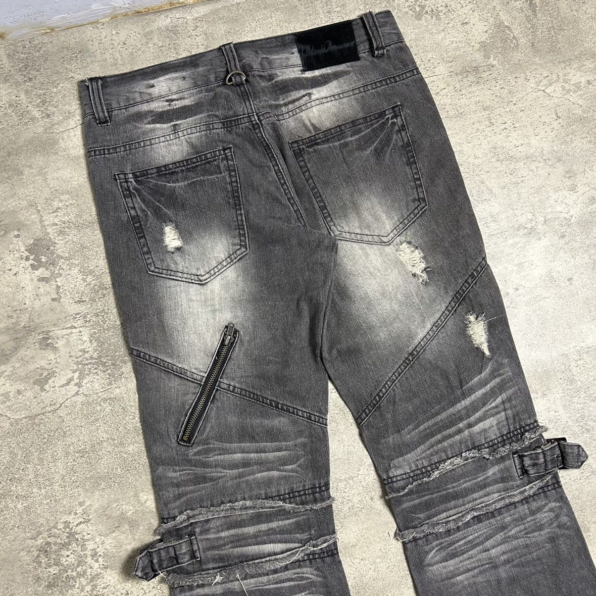 BUFFALO BOBS Black Baccara Multizipper Distressed Bondage Flare Jeans Size US 30 / EU 46 - 13 Thumbnail