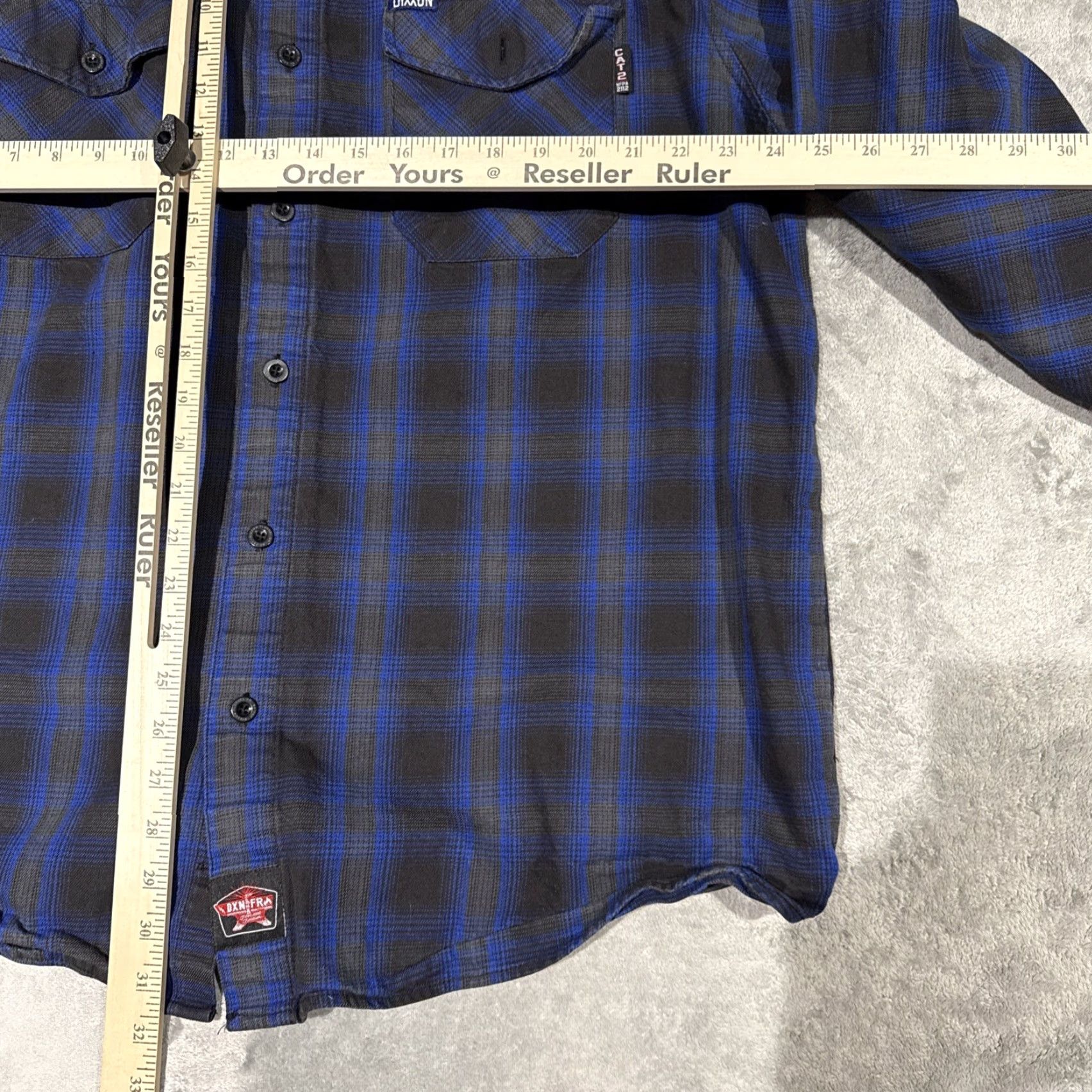 Vintage Dixxon The Arc FR Flannel Mens 2XL Blue Black Checkered Button Up Long Sleeve Size US XXL / EU 58 / 5 - 6 Thumbnail