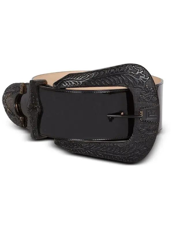 Balmain o1s1wg111225 Size:OS/Western Patent-Leather Belt in Black Size ONE SIZE - 1 Thumbnail