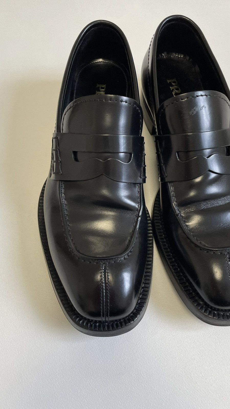 Prada Black Leather ‘Almond Toe’ Loafers Size US 9.5 / EU 42-43 - 6 Thumbnail