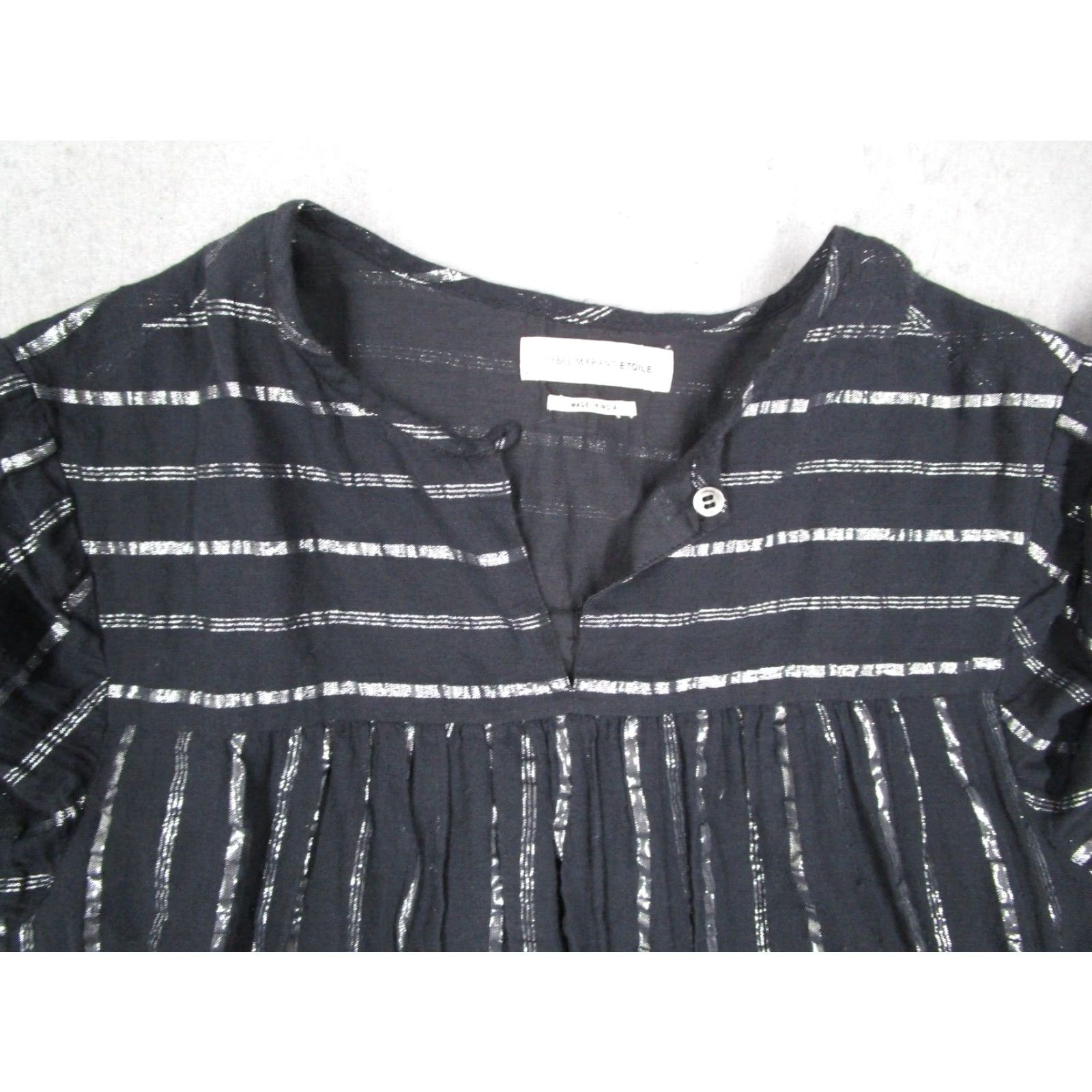 Isabel Marant Isabel Morant Etoile Dress Women 36 Black A Line 3/4 Sleeve Metallic Stripes Size XS / US 0-2 / IT 36-38 - 2 Thumbnail
