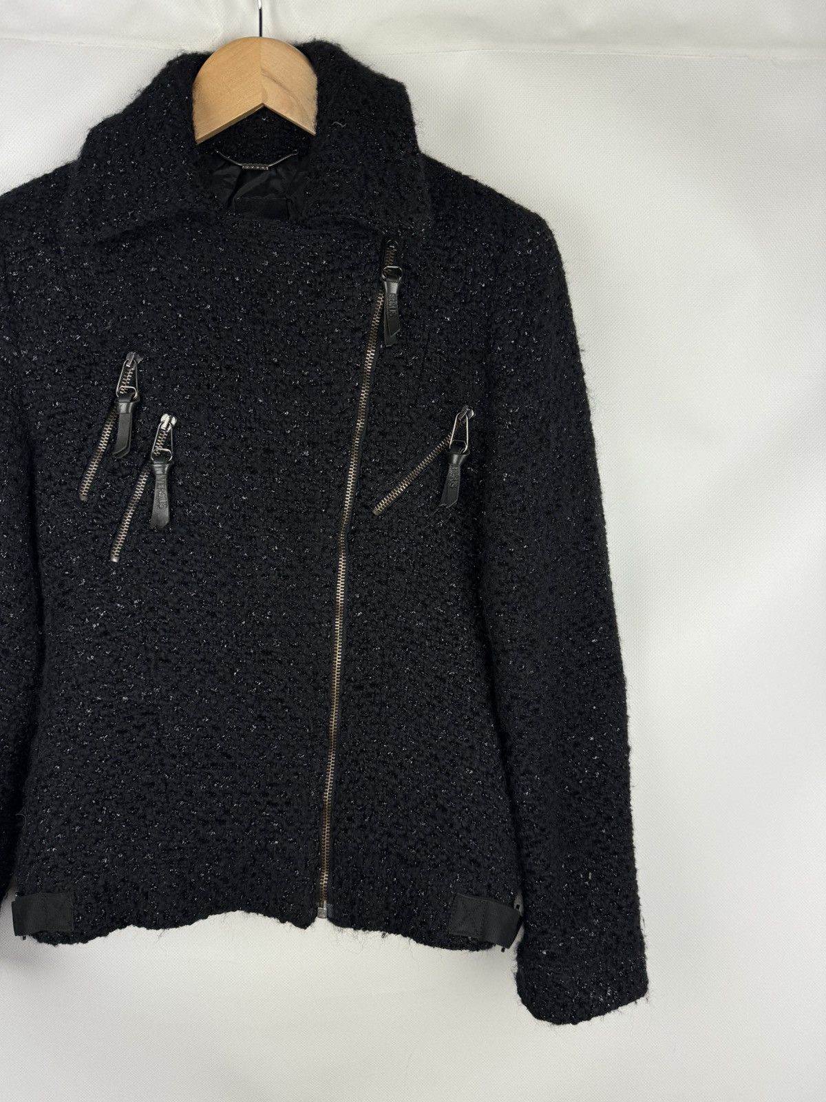Versace × Versus Versace × Vintage Versus Versace Vintage Ladies Wool Biker Jacket Size 26 / 40 Size S / US 4 / IT 40 - 3 Thumbnail