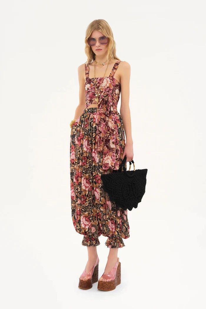 Chloe o1loc1c10226 Floral Wrap Tank Top in Maroon Pink Size S / US 4 / IT 40 - 3 Thumbnail
