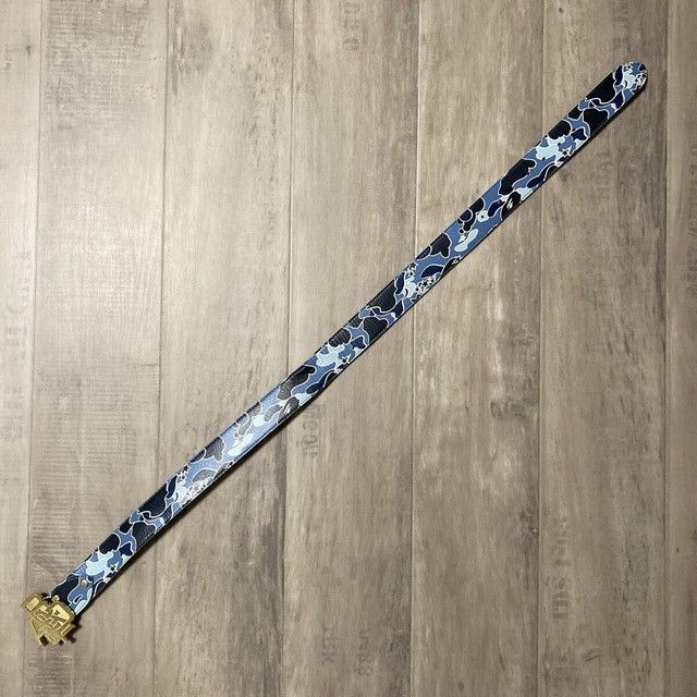 Bape BAPE LOGO Gold Buckle leather belt STA CAMO blue APE NIGO Size ONE SIZE - 2 Thumbnail