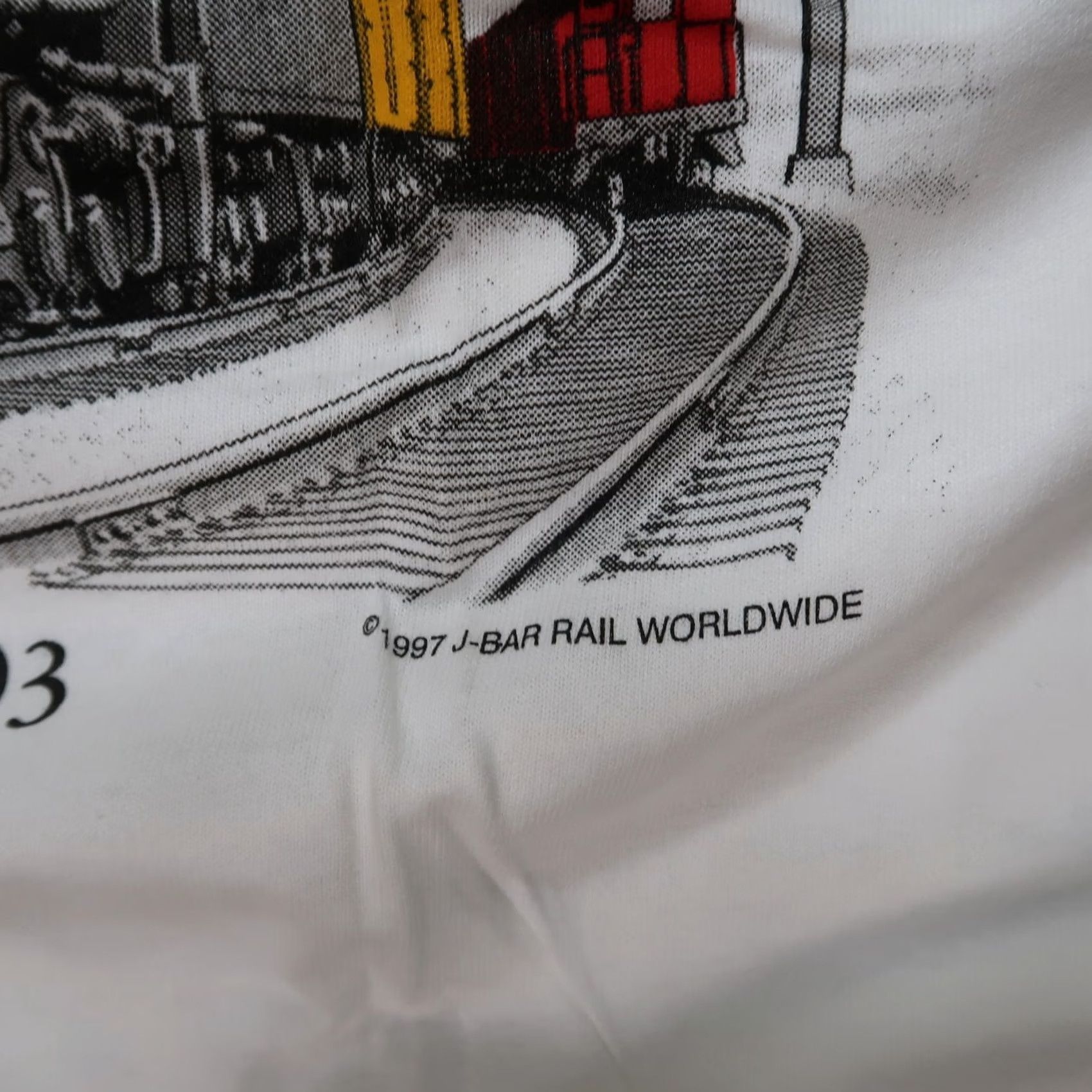 Hanes VINTAGE Hanes Santa Fe Railroad Shirt Mens Large White Short Sleeve 1990s Graphic Tee Size US L / EU 52-54 / 3 - 4 Thumbnail