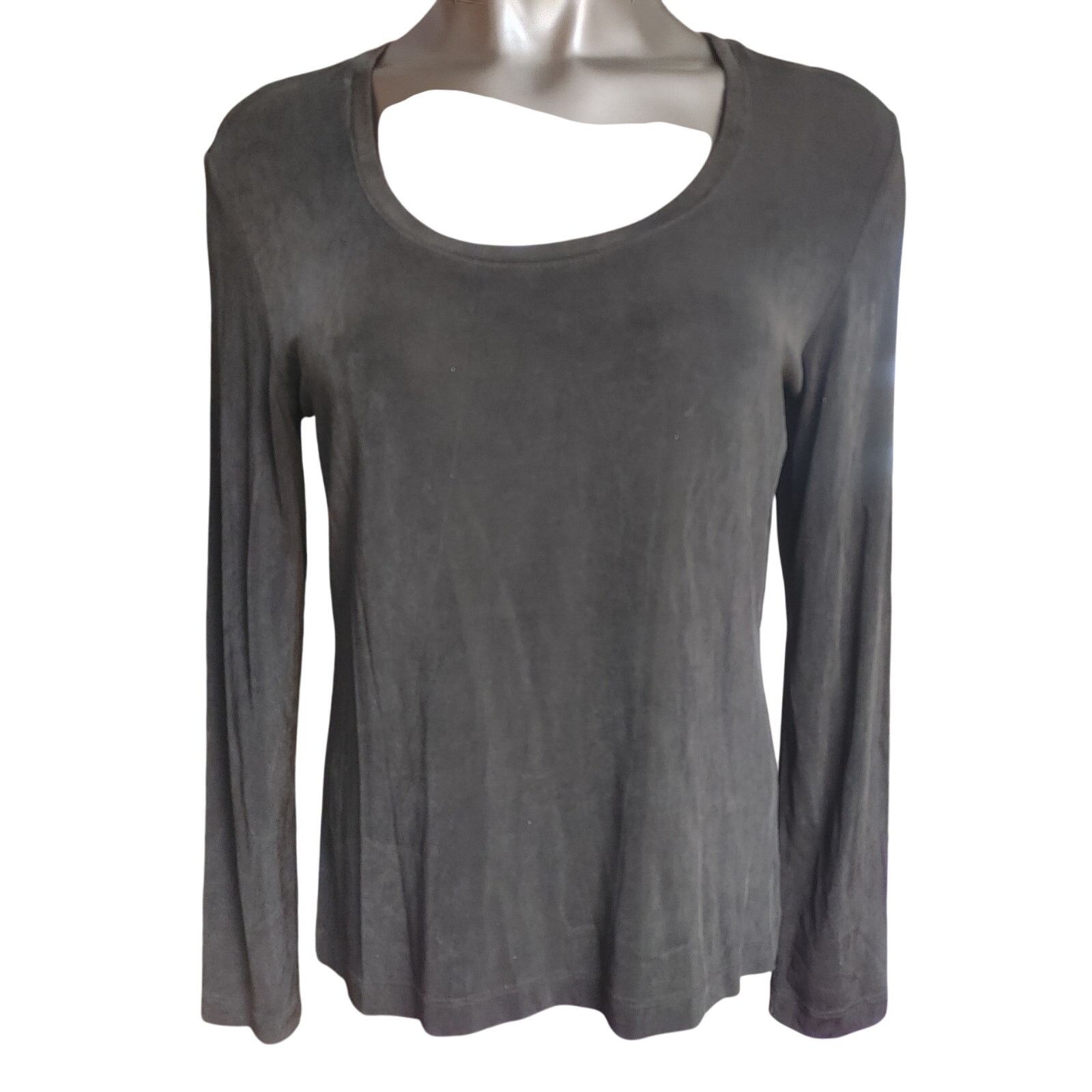 Chicos Chicos Travellers Women 1 Black Velour Ribbed LongSleeve Top Size M / US 6-8 / IT 42-44 - 1 Thumbnail
