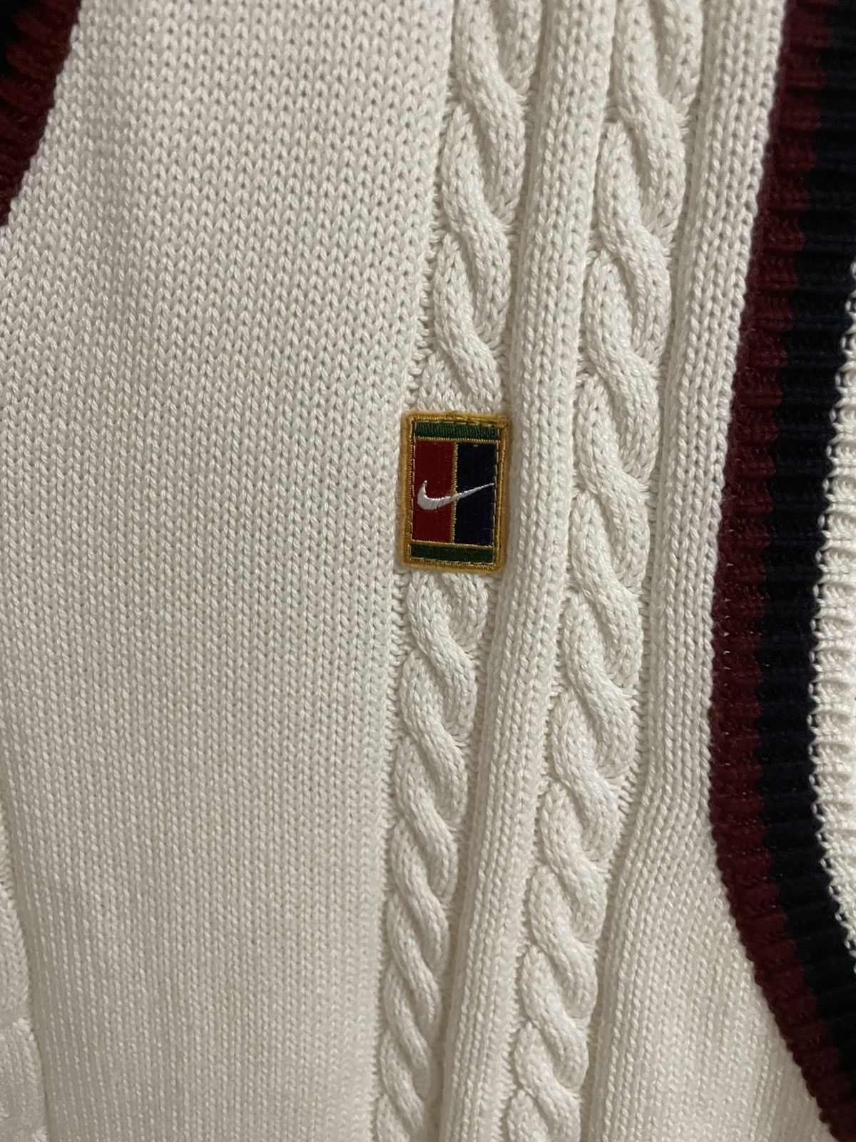 Nike Nike Court Cable Knit Vest (1999–2001) Heritage V-Neck Size US M / EU 48-50 / 2 - 3 Thumbnail