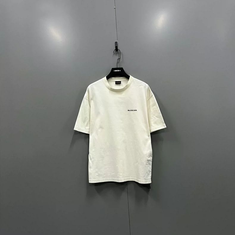 Balenciaga Balenciaga Beige Large Logo Embroidery Short Sleeve Size US M / EU 48-50 / 2 - 1 Thumbnail