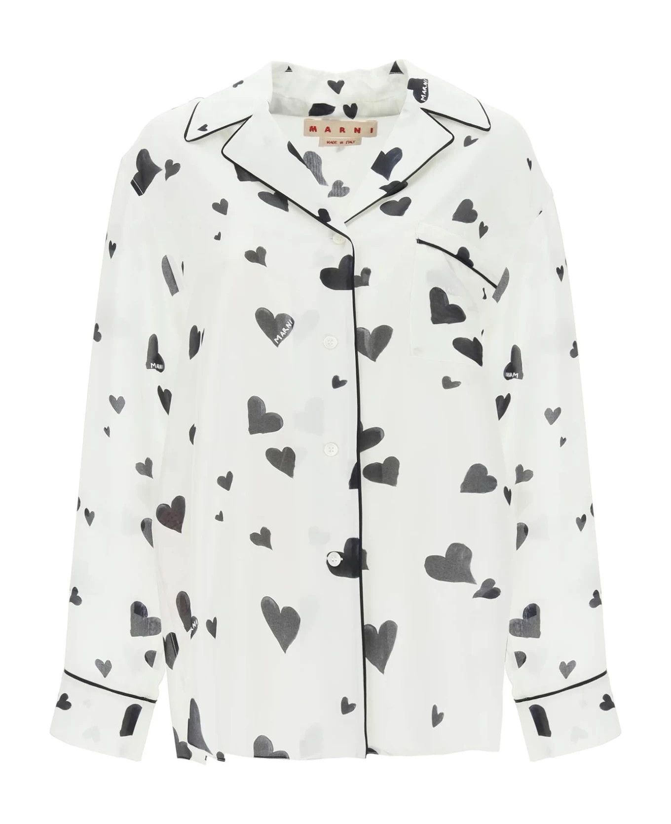 Marni o1y1125 Patterned Shirt in White/Black Size S / US 4 / IT 40 - 1 Thumbnail