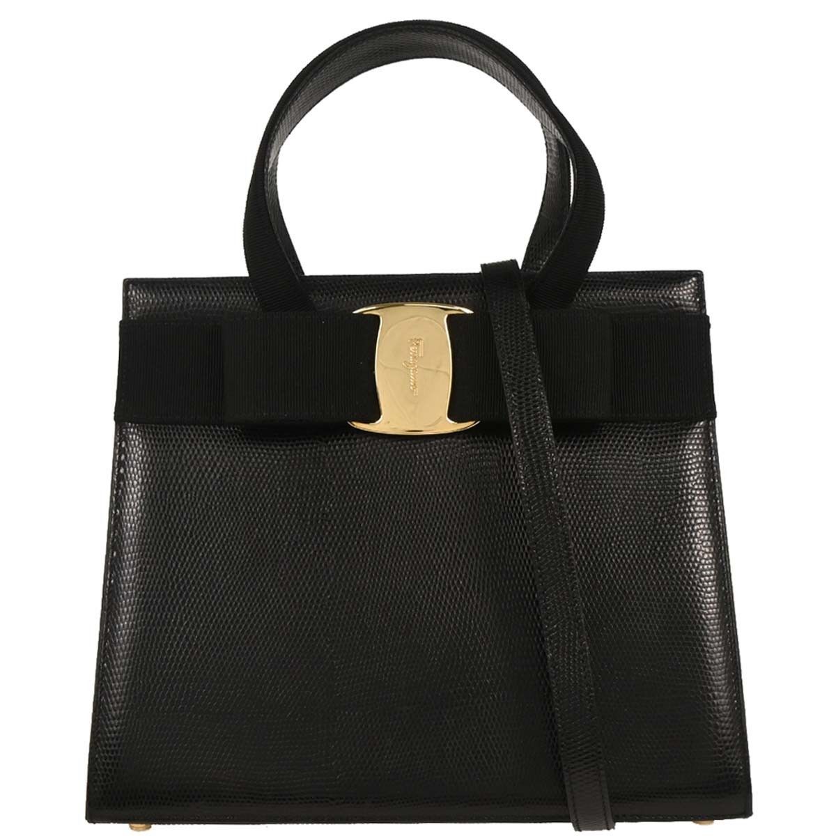 Salvatore Ferragamo Salvatore Ferragamo Convertible Vara Bow Tote Lizard Embossed Leather Size ONE SIZE - 1 Thumbnail