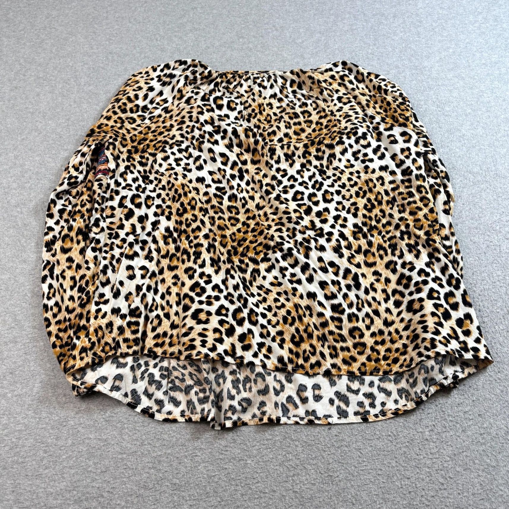 Vintage Savanna Jane Shirt Womens Large Leopard Print Embroidered Boho Peasant Blouse Size L / US 10 / IT 46 - 2 Thumbnail
