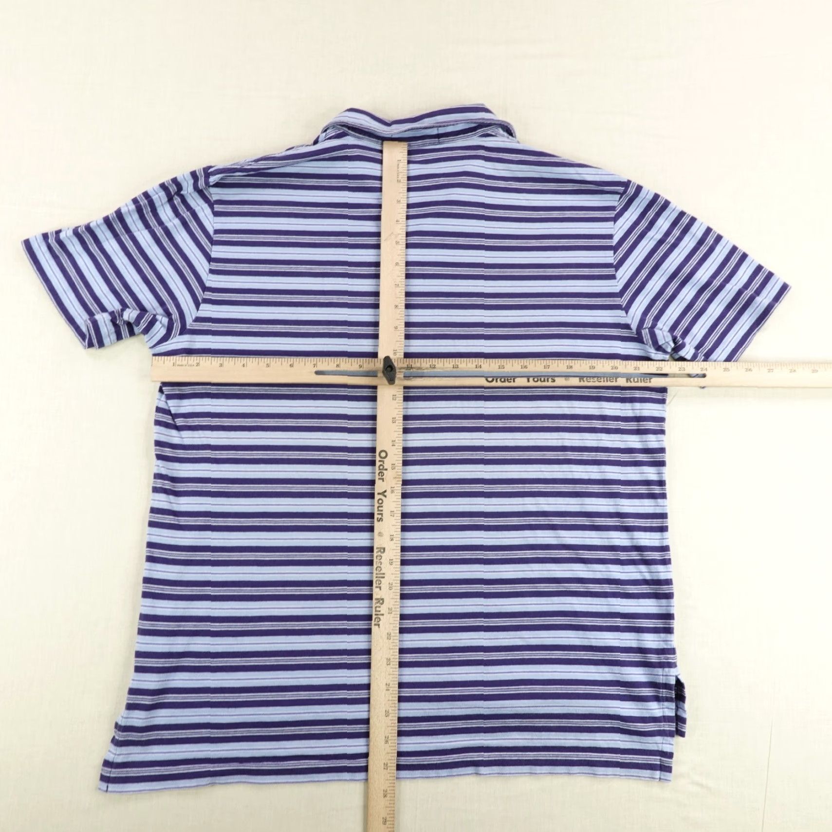 Polo Ralph Lauren Polo Ralph Lauren Shirt Polo Shirt Mens Large Blue Stripes Knit Cotton Short Sleeve Pullover Breathable Easy Care Front Spot Size US L / EU 52-54 / 3 - 4 Thumbnail