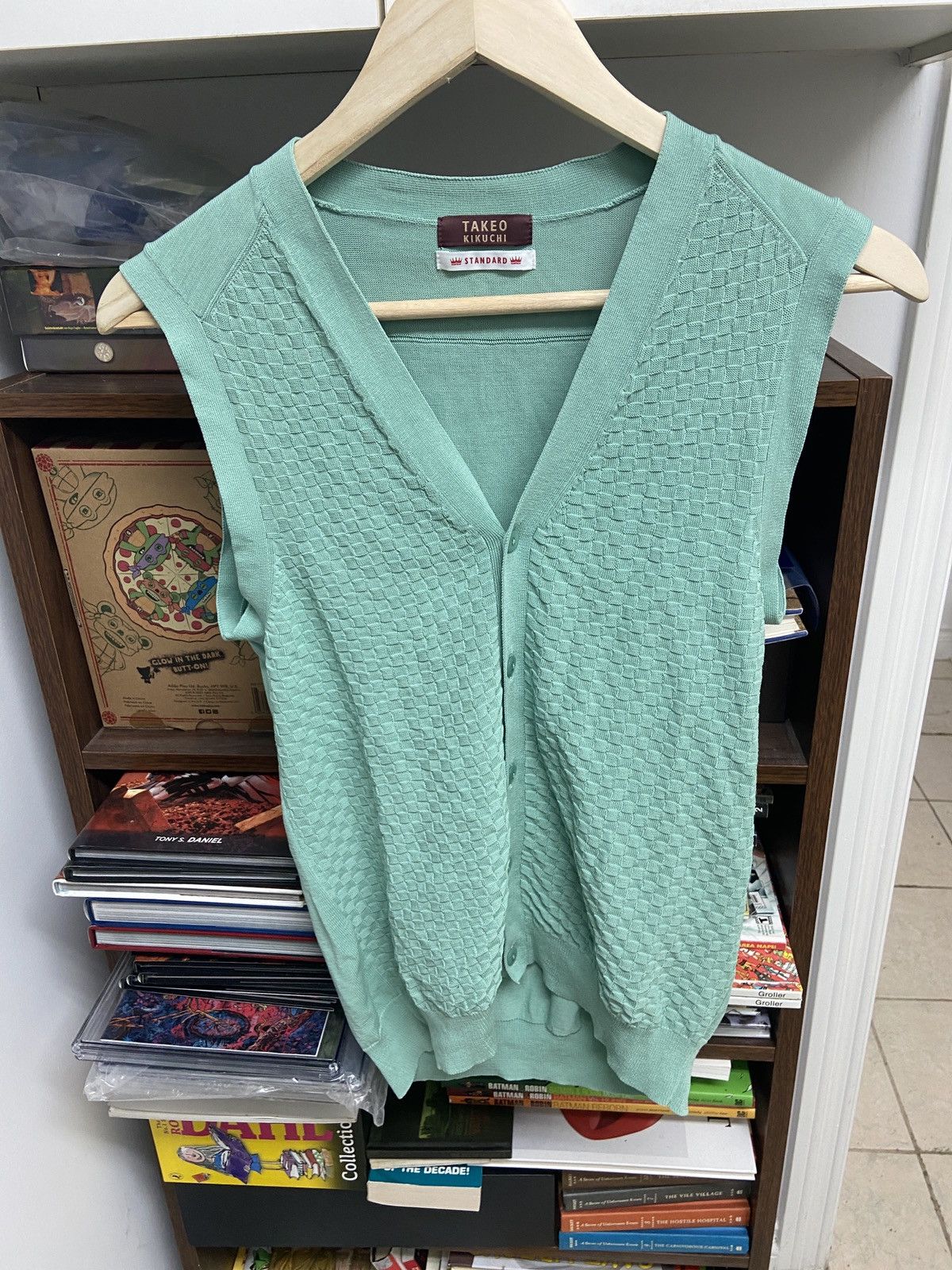 Takeo Kikuchi VTG Takeo Kikuchi Mint Green Textured Sleeveless Cardigan Size US M / EU 48-50 / 2 - 1 Thumbnail