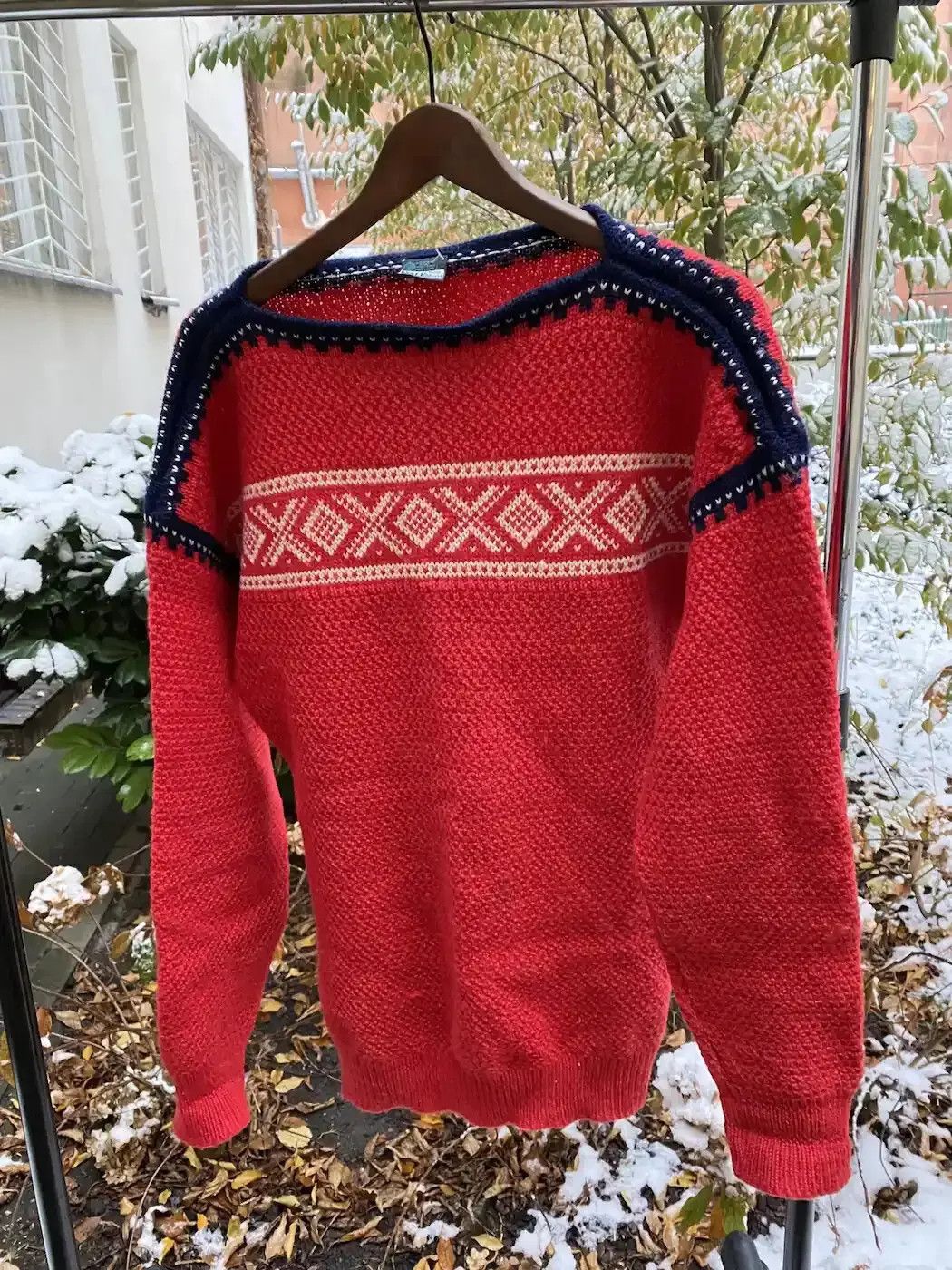 Dale of Norway Sz XL Men's Red Sweater Fair Isle 100% Wool Pullover outlet Chunky Knit