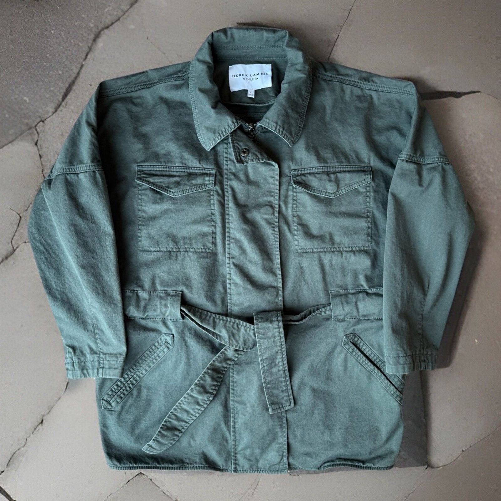 Athleta Athleta Greenwich Jacket Large Green Full Zip Military Size L / US 10 / IT 46 - 1 Thumbnail