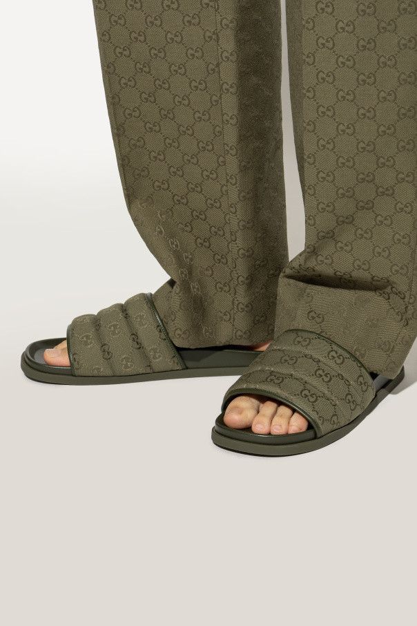 Gucci o1loc1c0326 838089 Men's Slide Sandals in Green Size US 11 / EU 44 - 2 Thumbnail
