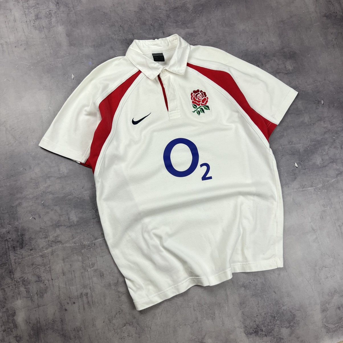 VINTAGE 90'S NIKE ENGLAND 02 RUGBY LONGSLEEVE POLO M Size
