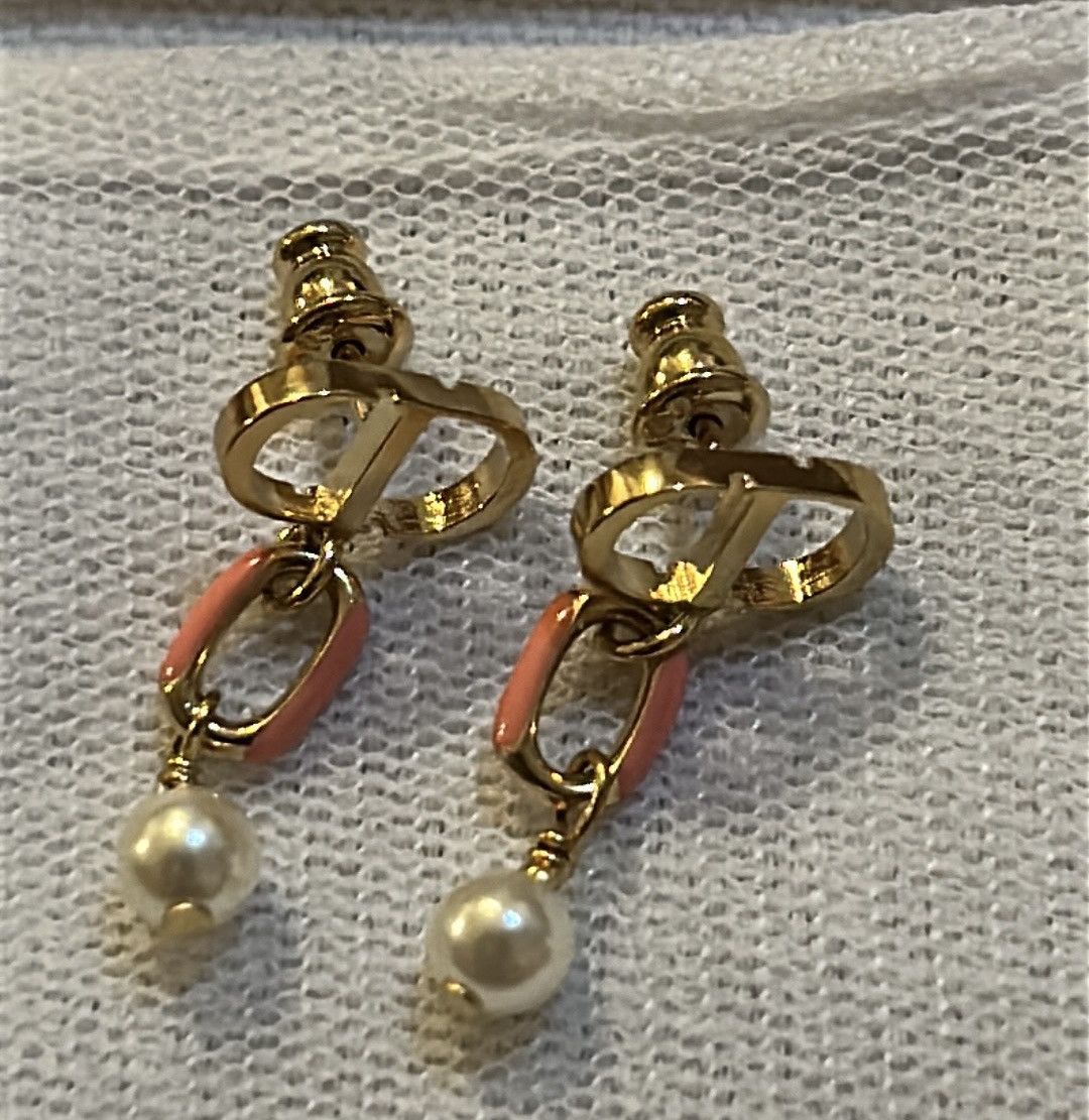 Dior Dior Dioriviera Petit CD Earrings Gold/Coral Size ONE SIZE - 2 Thumbnail