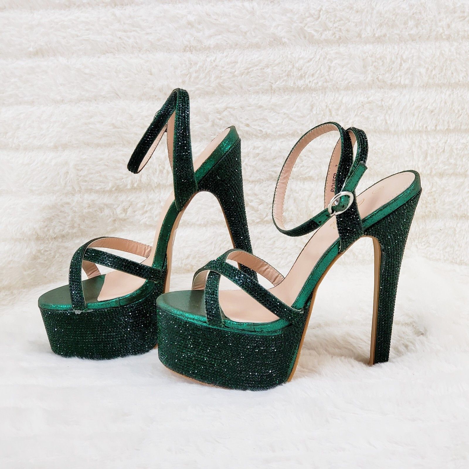Other Bejeweled Emerald Green Sparkling Rhinestone Platform 6.5" H Size US 10 / IT 40 - 4 Thumbnail