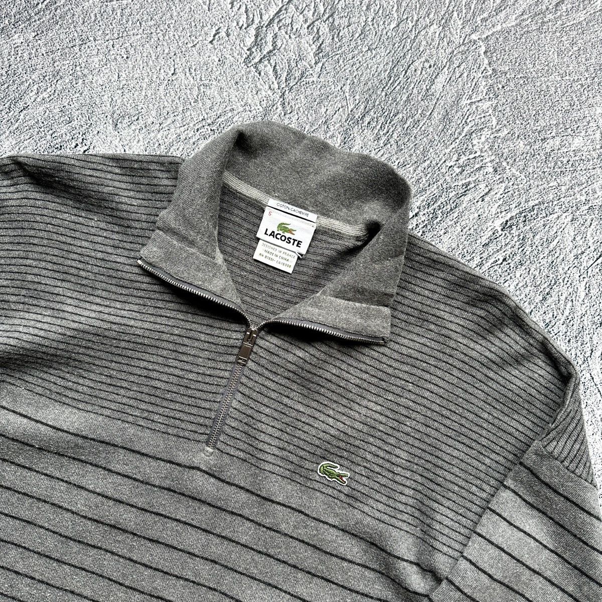 Lacoste Vintage Men’s Lacoste Cashmere Sweater 1/4 Zip Dark Gray Size US M / EU 48-50 / 2 - 7 Thumbnail