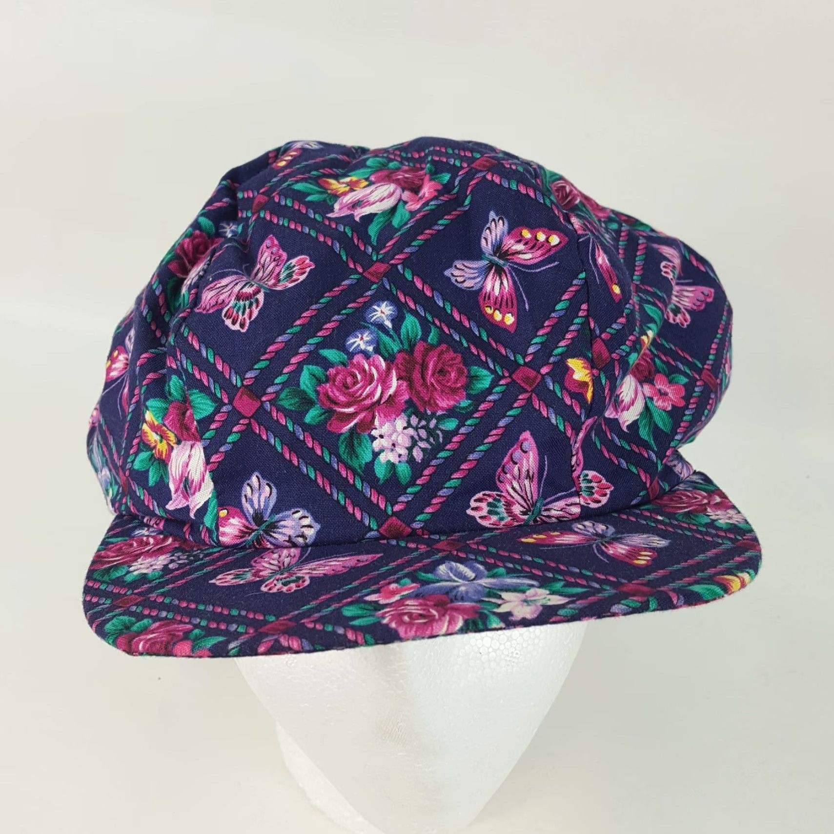Vintage VINTAGE Infinity Chic Baseball Cap Hat One Size Purple Floral Butterfly 90s Cute Adjustable Cotton Women's Hat Size ONE SIZE - 3 Thumbnail
