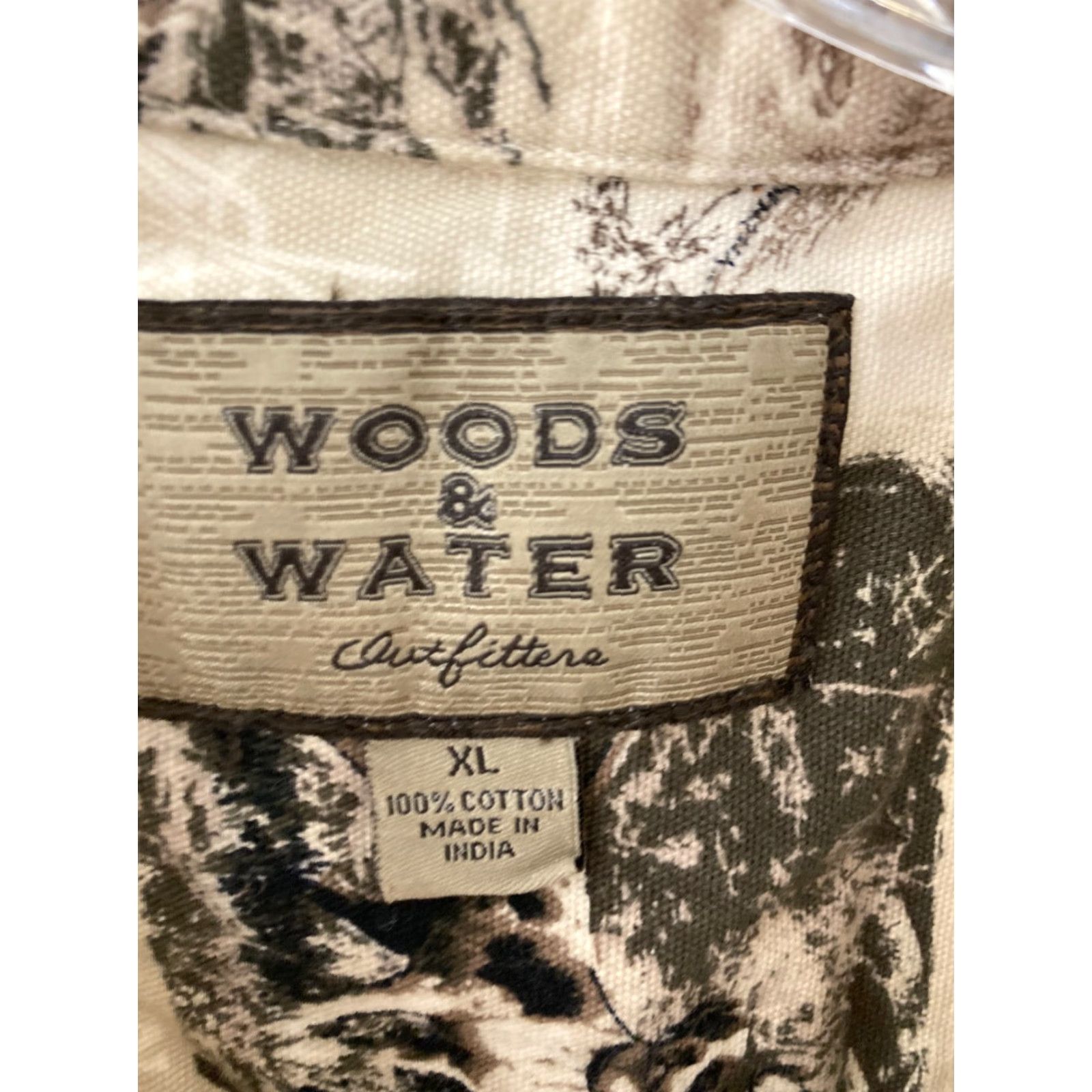 Vintage AND Woods & Water Shirt Mens XL Beige Button-Down Long Sleeve Cotton Fish AOP Vintage No N/A Mens XL Beige Button-Down Shirt Size US XL / EU 56 / 4 - 6 Thumbnail